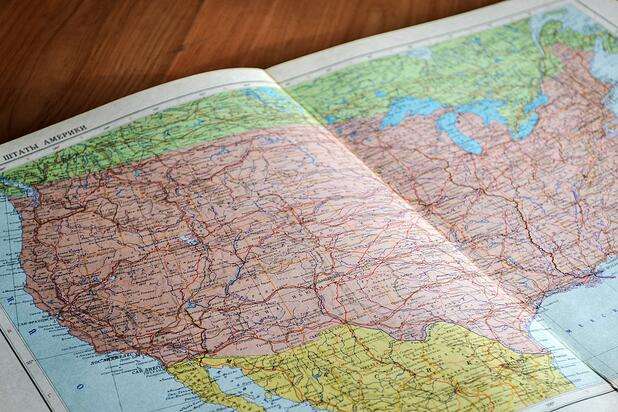 map of North America on table