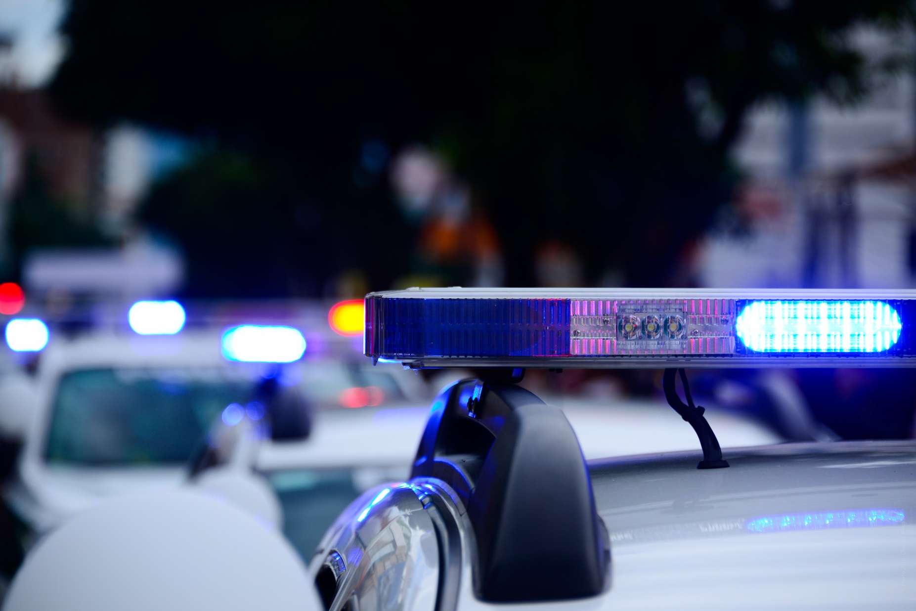 Police car with lights on