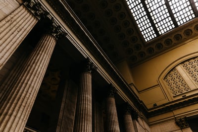 pillars supporting balcony inside courthouse
